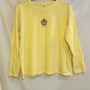 Life Is Good Womens XL Yellow Pumpkin Long Sleeve Top